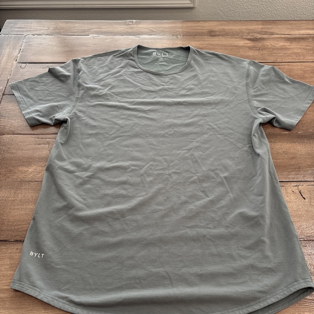 BYLT‎ Premium Basics Mens Drop Cut Crew Lux Short Sleeve Shirt Green XL